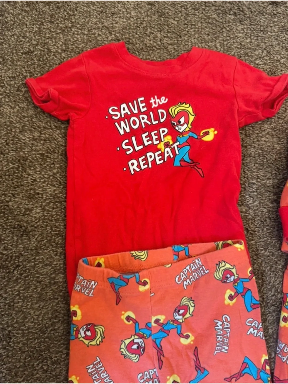 Marvel Captain Marvel Red and Orange Kids Pajama Set